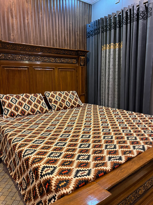 100% Orignal Crystal Cotton King Size Bedsheet Set (3-Piece)