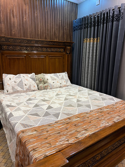 100% Orignal Crystal Cotton King Size Bedsheet Set (3-Piece)