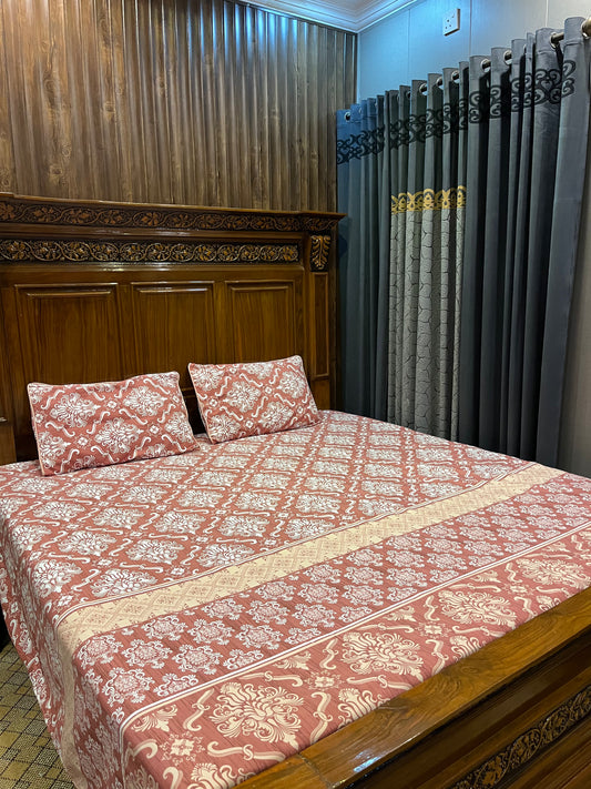 100% Orignal Crystal Cotton King Size Bedsheet Set (3-Piece)