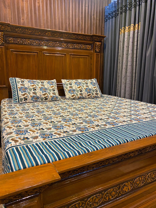 100% Orignal Crystal Cotton King Size Bedsheet Set (3-Piece)