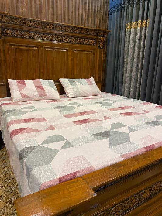 100% Orignal Crystal Cotton King Size Bedsheet Set (3-Piece)