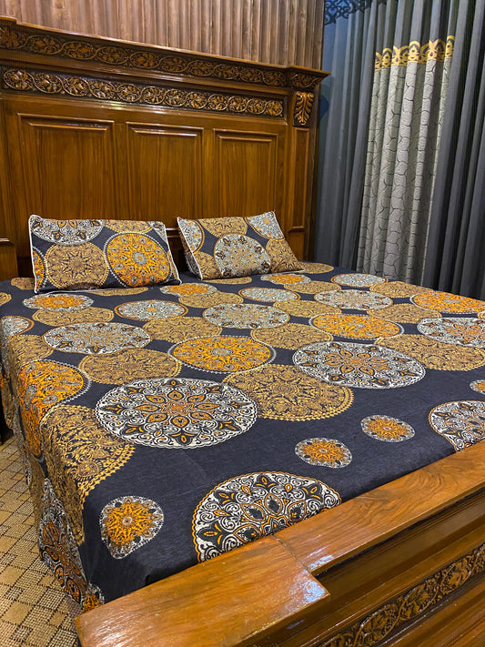 100% Orignal Crystal Cotton King Size Bedsheet Set (3-Piece)