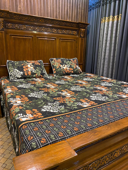 100% Orignal Crystal Cotton King Size Bedsheet Set (3-Piece)