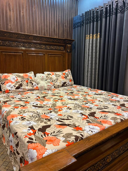 100% Orignal Crystal Cotton King Size Bedsheet Set (3-Piece)