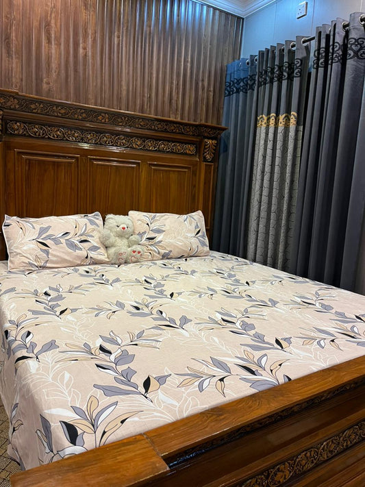 100% Orignal Crystal Cotton King Size Bedsheet Set (3-Piece)