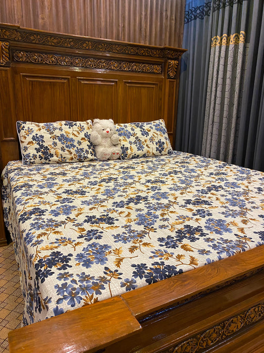 100% Orignal Crystal Cotton King Size Bedsheet Set (3-Piece)