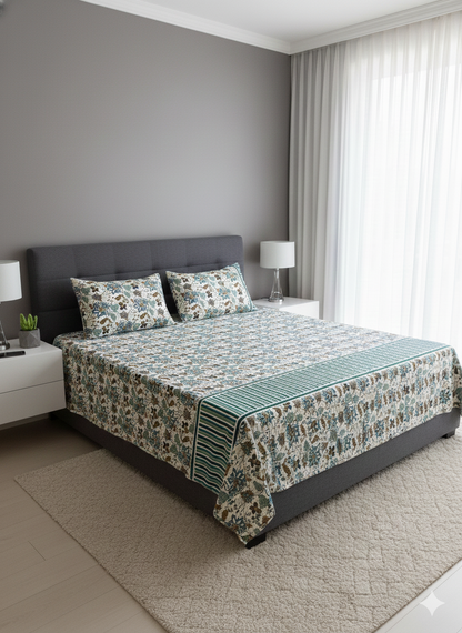 100% Orignal Crystal Cotton King Size Bedsheet Set (3-Piece)