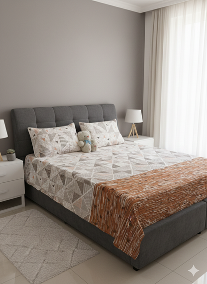 100% Orignal Crystal Cotton King Size Bedsheet Set (3-Piece)