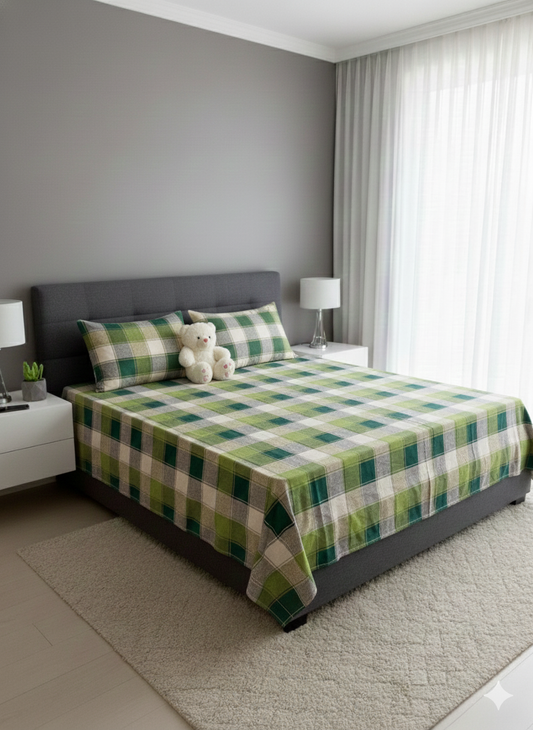 100% Orignal Crystal Cotton King Size Bedsheet Set (3-Piece)