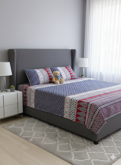 100% Orignal Crystal Cotton King Size Bedsheet Set (3-Piece)