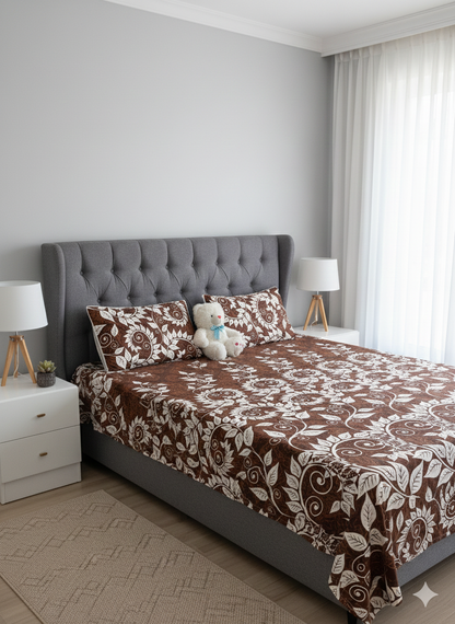 100% Orignal Crystal Cotton King Size Bedsheet Set (3-Piece)