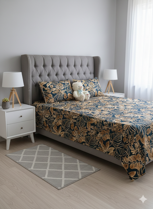 100% Orignal Crystal Cotton King Size Bedsheet Set (3-Piece)