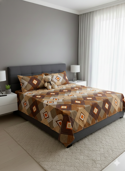 100% Orignal Crystal Cotton King Size Bedsheet Set (3-Piece)