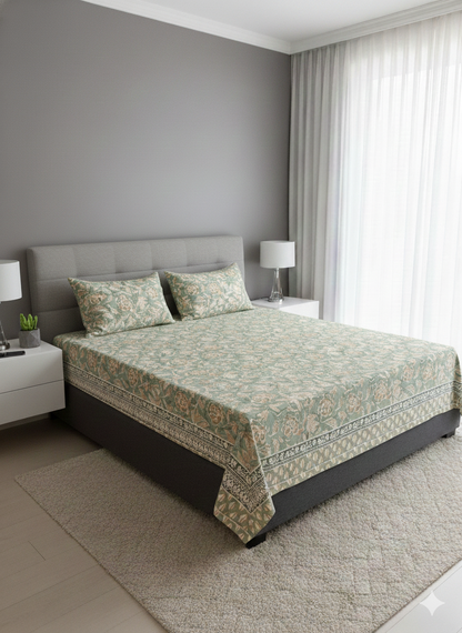 100% Orignal Crystal Cotton King Size Bedsheet Set (3-Piece)