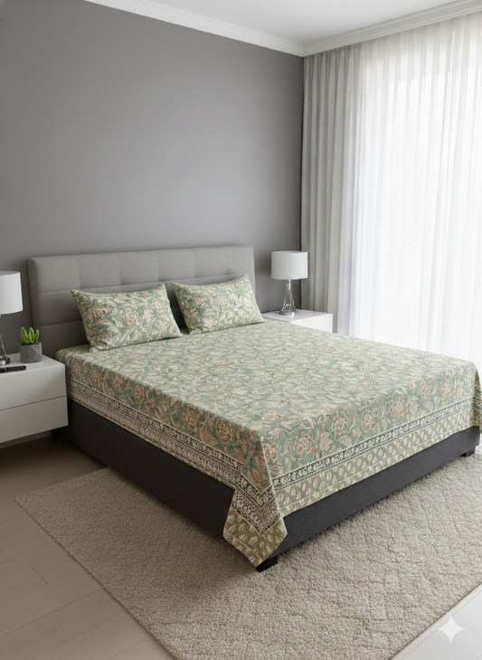 100% Orignal Crystal Cotton King Size Bedsheet Set (3-Piece)