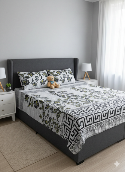 100% Orignal Crystal Cotton King Size Bedsheet Set (3-Piece)