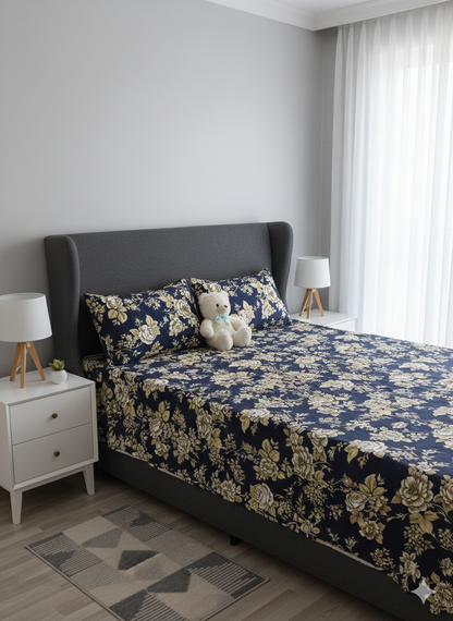 100% Orignal Crystal Cotton King Size Bedsheet Set (3-Piece)