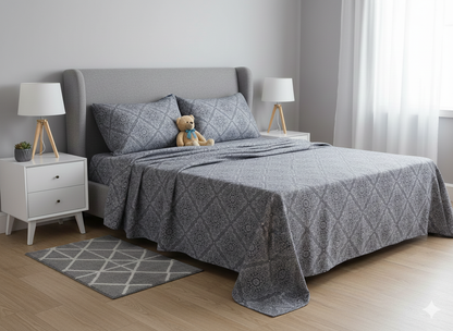 100% Orignal Imported Cotton King Size Bedsheet Set (3-Piece)