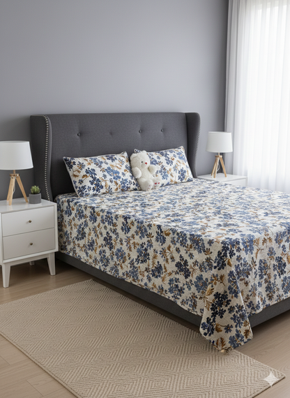 100% Orignal Crystal Cotton King Size Bedsheet Set (3-Piece)