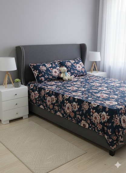 100% Orignal Crystal Cotton King Size Bedsheet Set (3-Piece)