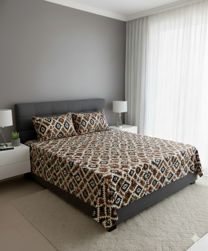 100% Orignal Crystal Cotton King Size Bedsheet Set (3-Piece)