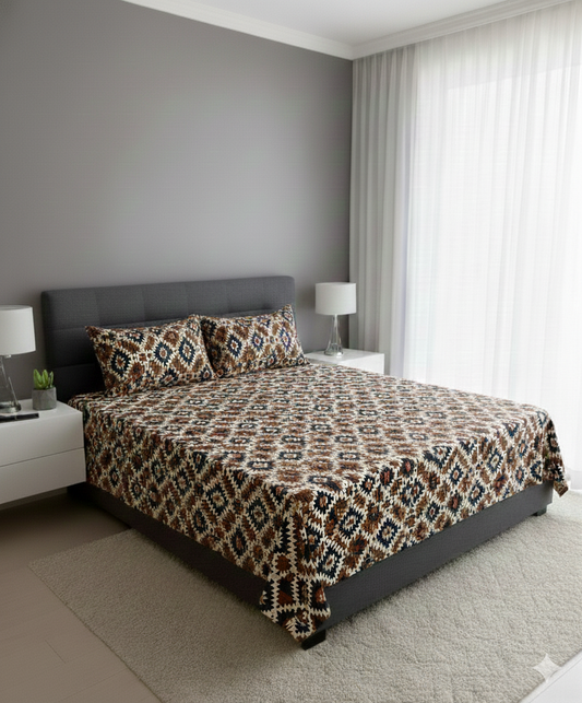 100% Orignal Crystal Cotton King Size Bedsheet Set (3-Piece)