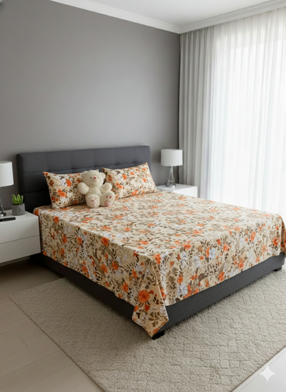 100% Orignal Crystal Cotton King Size Bedsheet Set (3-Piece)