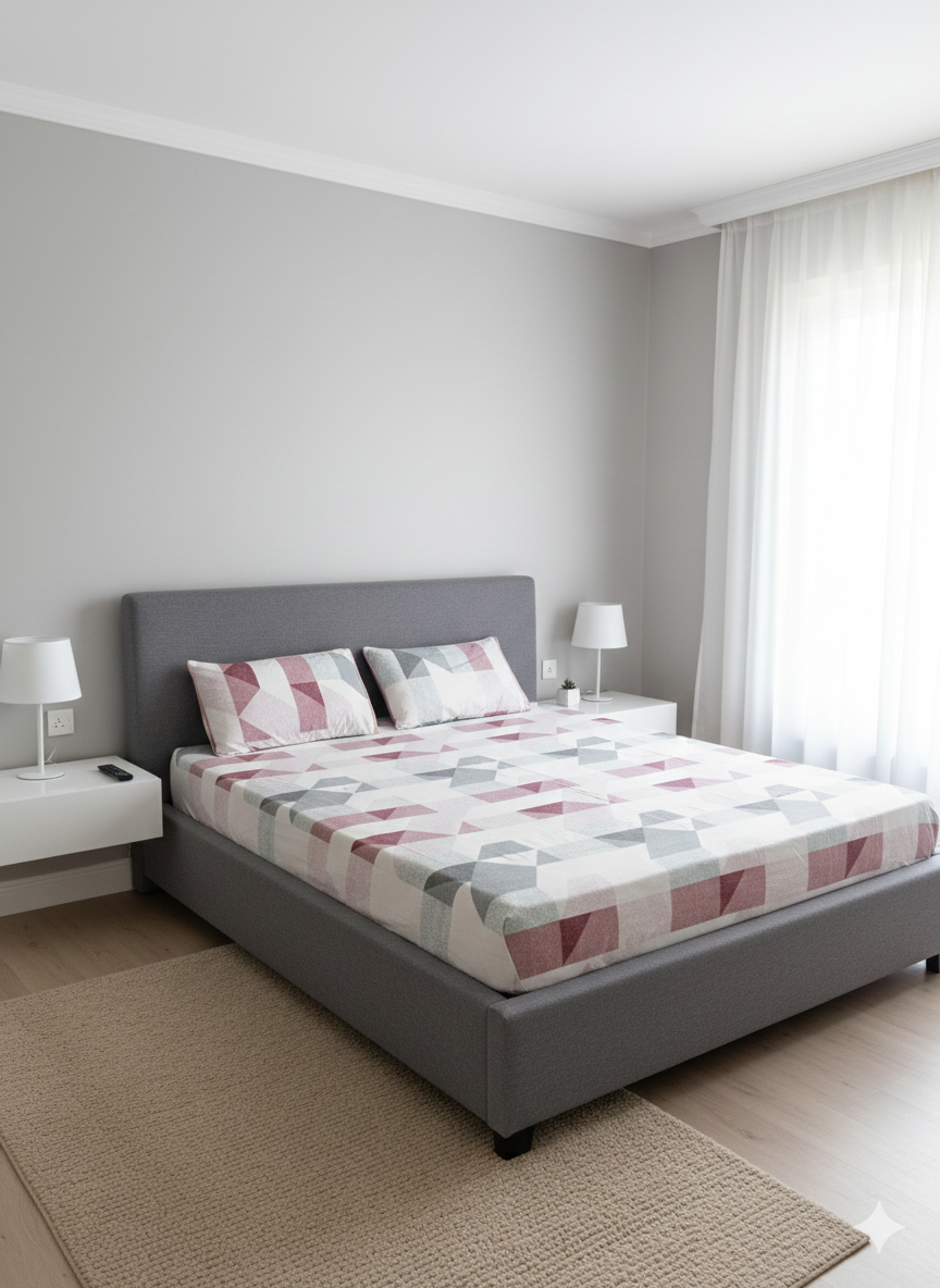 100% Orignal Crystal Cotton King Size Bedsheet Set (3-Piece)