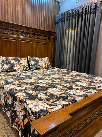 100% Orignal Crystal Cotton King Size Bedsheet Set (3-Piece)