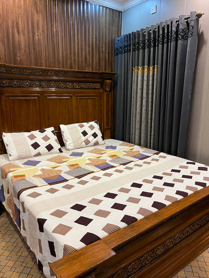 100% Orignal Crystal Cotton King Size Bedsheet Set (3-Piece)