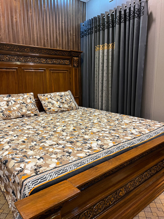 100% Orignal Crystal Cotton King Size Bedsheet Set (3-Piece)