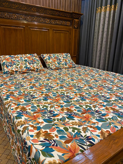 100% Orignal Crystal Cotton King Size Bedsheet Set (3-Piece)