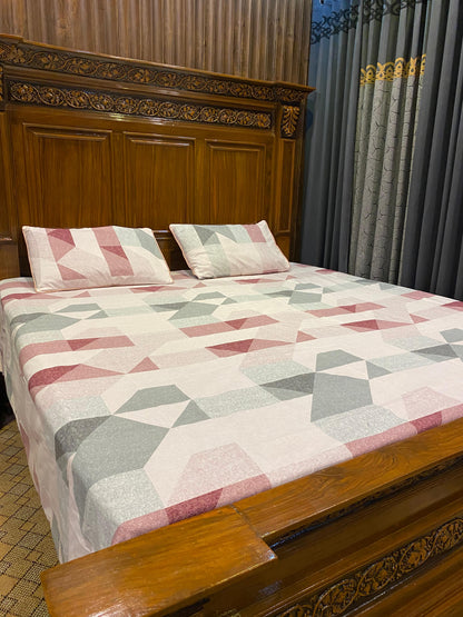 100% Orignal Crystal Cotton King Size Bedsheet Set (3-Piece)