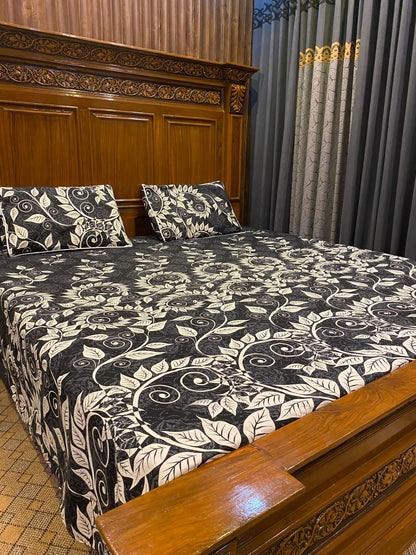 100% Orignal Crystal Cotton King Size Bedsheet Set (3-Piece)