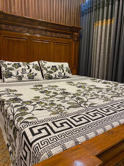 100% Orignal Crystal Cotton King Size Bedsheet Set (3-Piece)