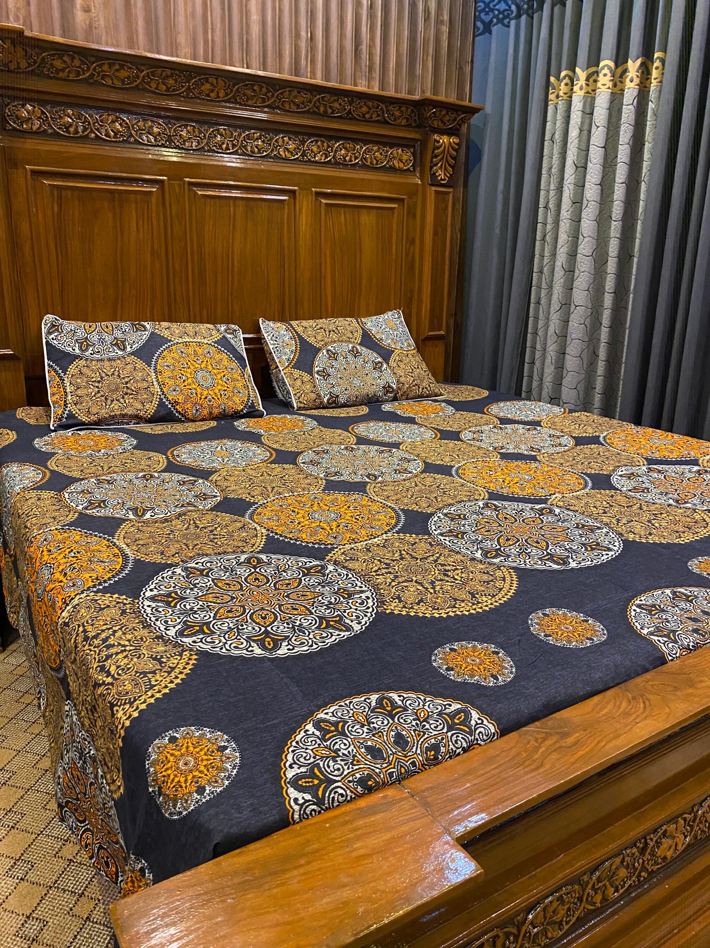 100% Orignal Crystal Cotton King Size Bedsheet Set (3-Piece)