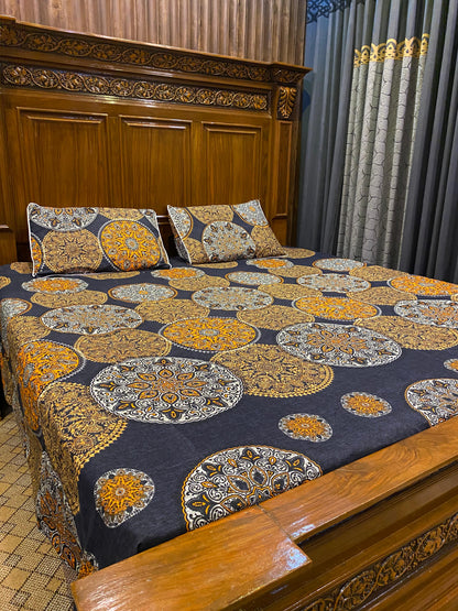 100% Orignal Crystal Cotton King Size Bedsheet Set (3-Piece)