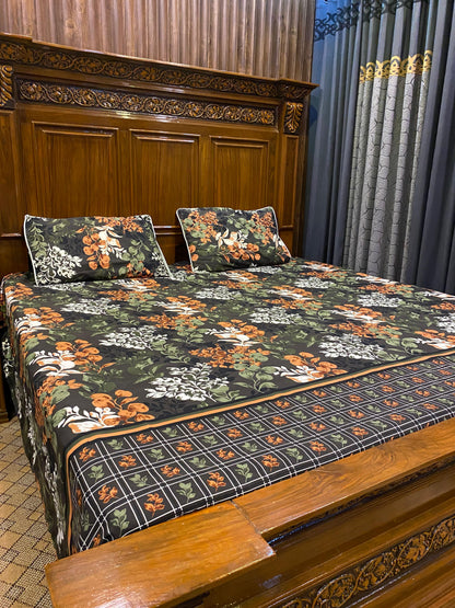 100% Orignal Crystal Cotton King Size Bedsheet Set (3-Piece)