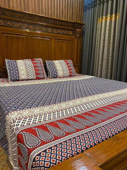 100% Orignal Crystal Cotton King Size Bedsheet Set (3-Piece)