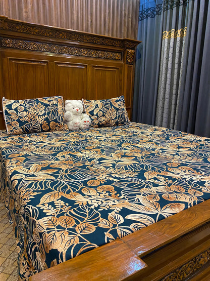 100% Orignal Crystal Cotton King Size Bedsheet Set (3-Piece)