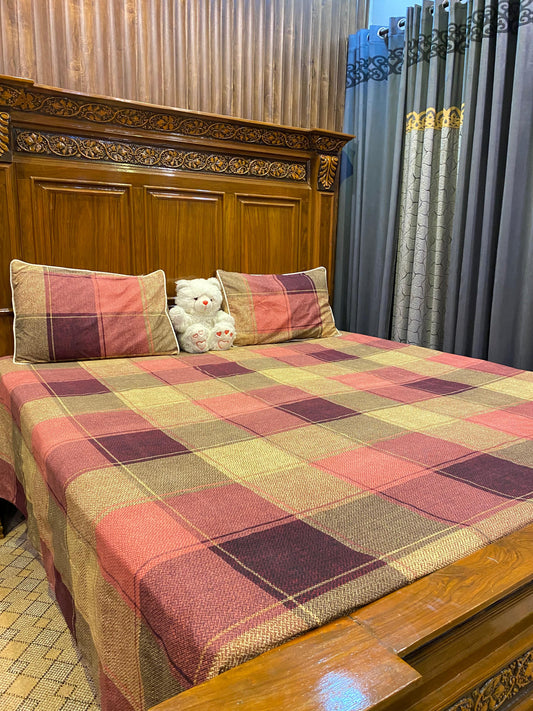 100% Orignal Crystal Cotton King Size Bedsheet Set (3-Piece)