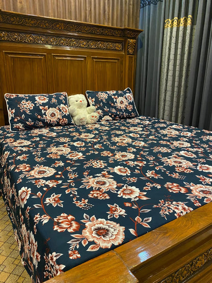 100% Orignal Crystal Cotton King Size Bedsheet Set (3-Piece)